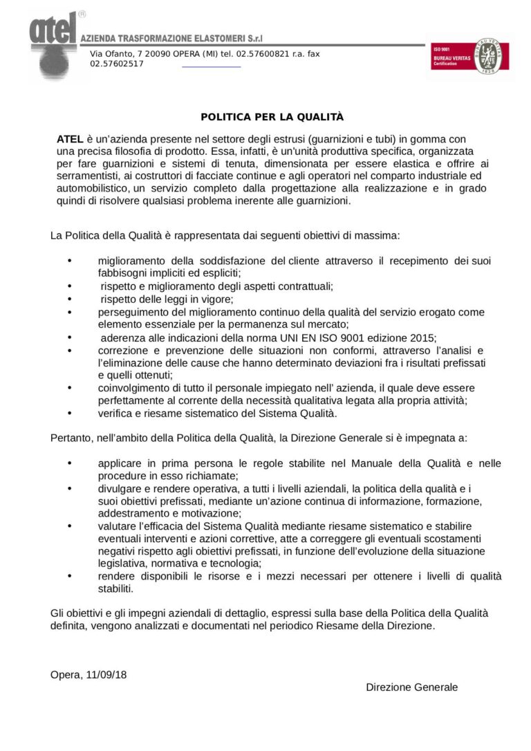 Politica della Qualità 2018 rev 11-09-18